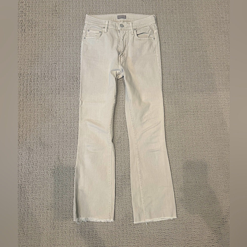 Mother insider ankle fray jeans size 26 taupe cream